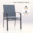 PHI VILLA 7 PCS Outdoor Dining Set 6 Textilene Fixed Chairs & Adjustable Table