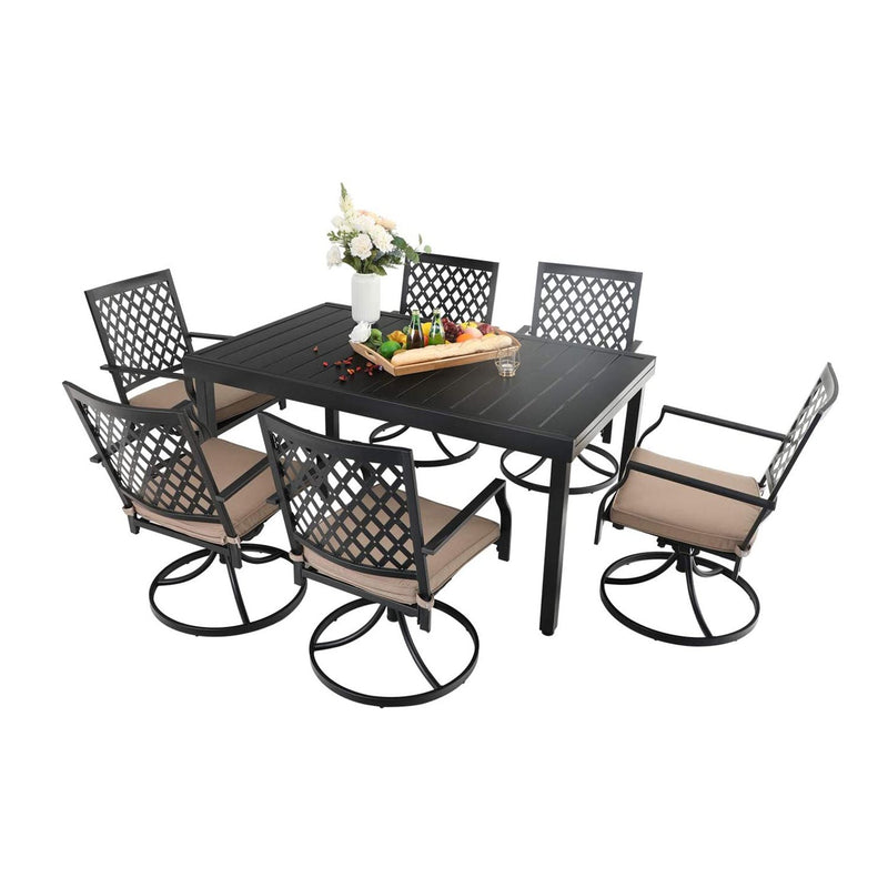 PHI VILLA 7-piece/ 9-piece Outdoor Patio Dining Sets Adjustable Patio Table and Cushioned Swivel Chairs