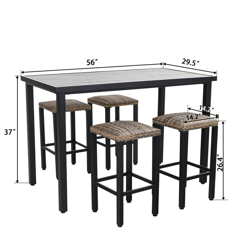 Phi Villa 5 Piece Bar Height Dining Set