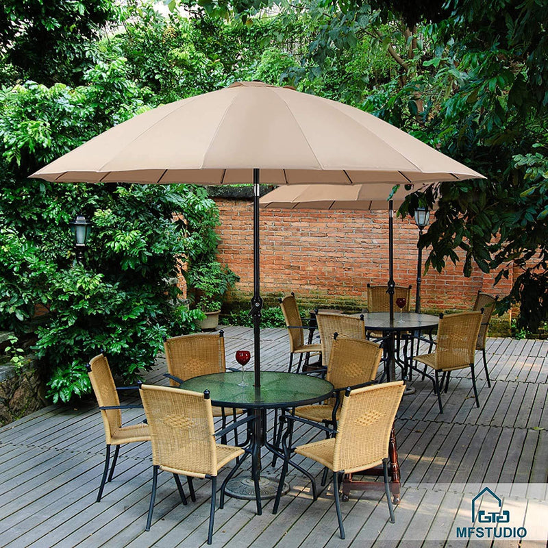 Phi Villa 10ft 16 Fiberglass Ribs Patio Umbrella with Push Button Tilt & Crank
