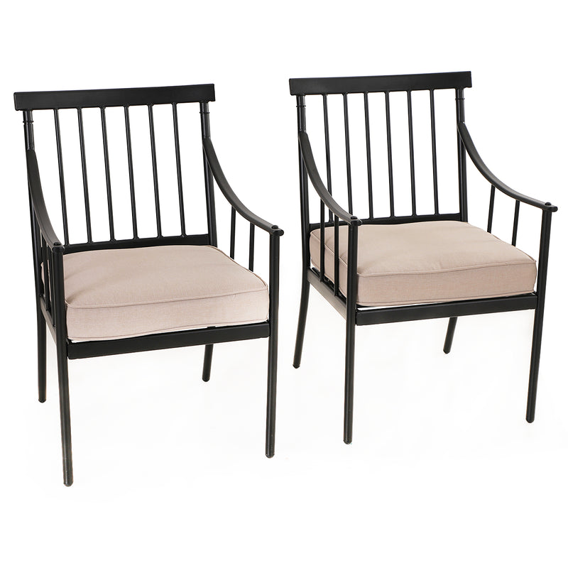 PHI VILLA 2-Piece Steel Fixed Patio Outdoor Dining Chairs Set