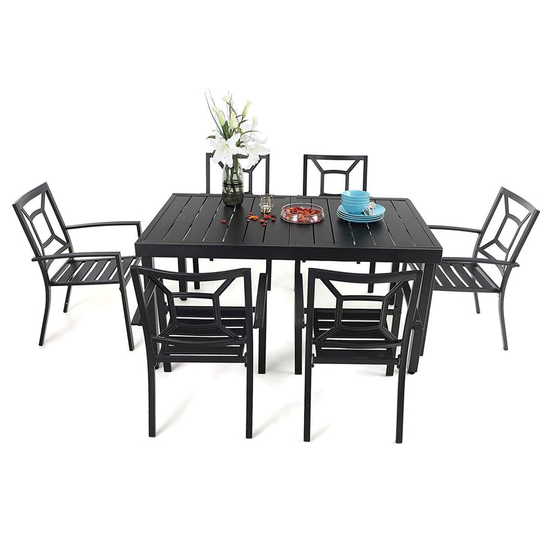 7/ 9-Piece Patio Dining Sets with Extendable Table and Stackable Chairs PHI VILLA