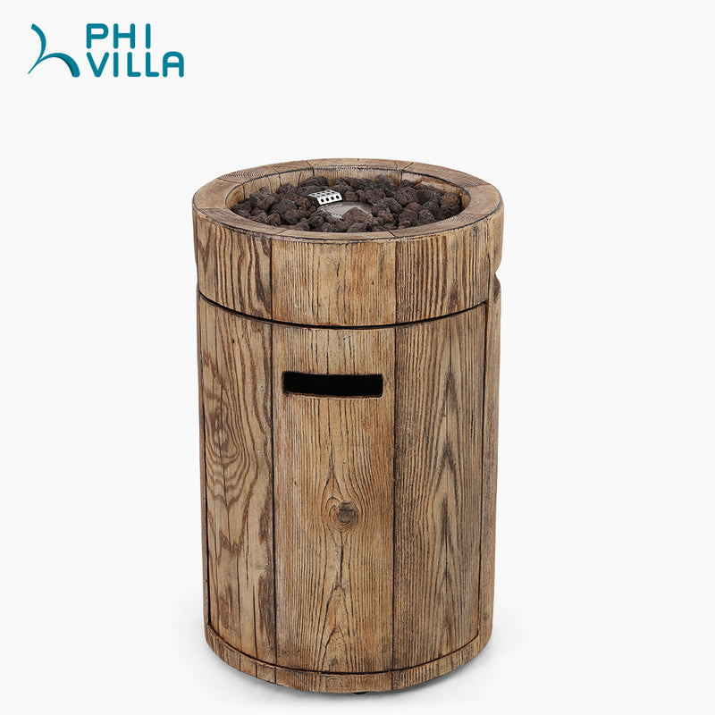 PHI VILLA 16 Inch 30,000 BTU Outdoor Terrafab Gas Fire Pit With Waterproof Cover