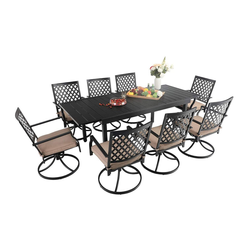 PHI VILLA 7-piece/ 9-piece Outdoor Patio Dining Sets Adjustable Patio Table and Cushioned Swivel Chairs