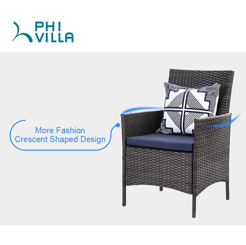 PHI VILLA 7 piece/ 9 piece Patio Dining Set With Rattan Cushioned Chairs & Extendable Steel Table