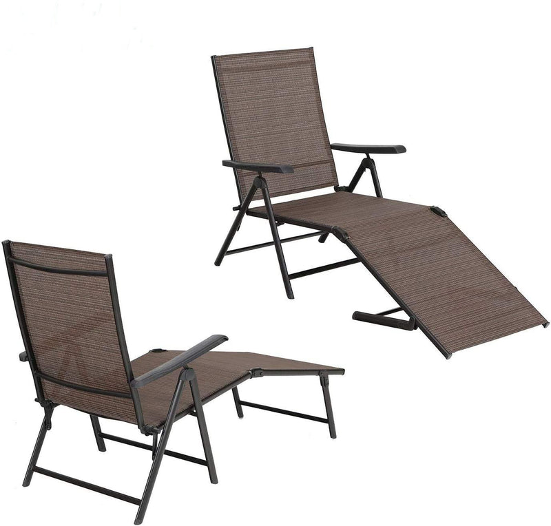PHI VILLA 2-Piece Patio Adjustable Metal Folding Lounge Chair