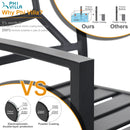 PHI VILLA 5-Piece Outdoor Dining Set 4 Patterned Stackable Chairs and Steel Slat Round Table