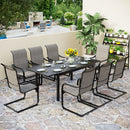 PHI VILLA 7-Piece/9-Piece Outdoor Dining Set with Adjustable Table & C-Spring Textilene Patio Chairs Steel