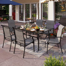 PHI VILLA 7-Piece Outdoor Dining Set with Rectangle Steel Table & 6 Textilene Dining Chairs