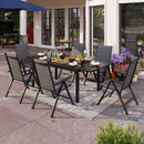 PHI VILLA 7 piece/ 9 piece Patio Dining Set With Folding Aluminum & Textilene Chairs and Extendable Steel Table