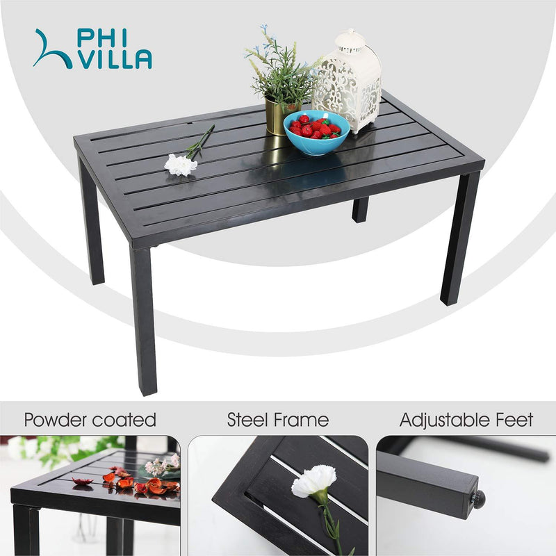 PHI VILLA 5 Seater L-Shaped Metal Sectional Conversation Set With Cushions