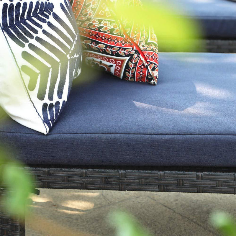 PHI VILLA 2-Piece Outdoor Rattan Chaise Recliner Lounge Chair