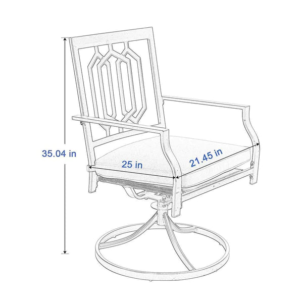 PHI VILLA 8-Piece Patio Dining Set with 13ft Umbrella & Steel Rectangle Table & Swivel Metal Steel Chairs