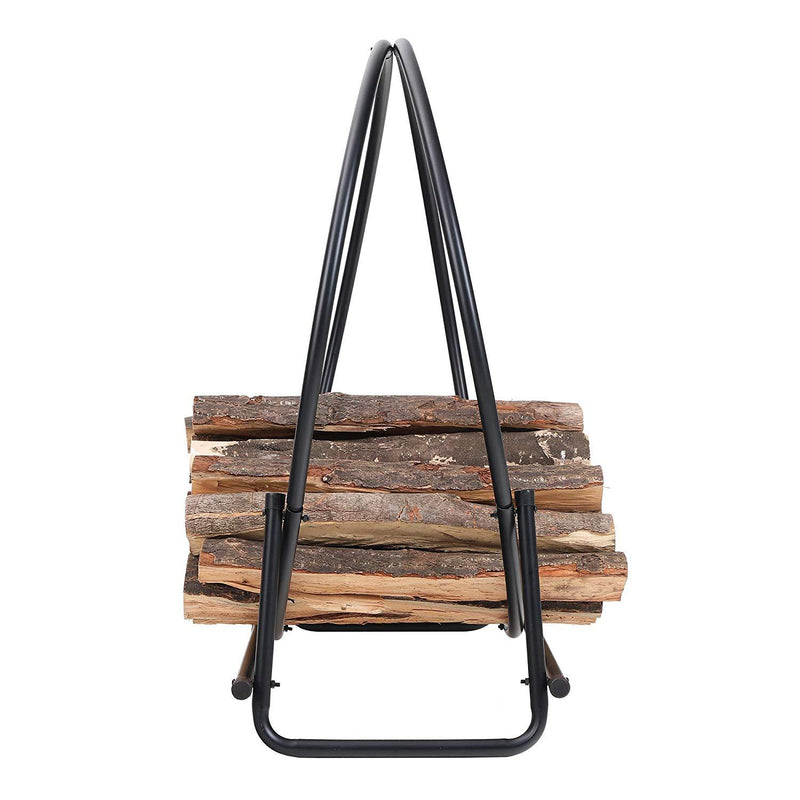 PHI VILLA 30 Inch Indoor & Outdoor Firewood Rack Hoop Wood Storage Holder