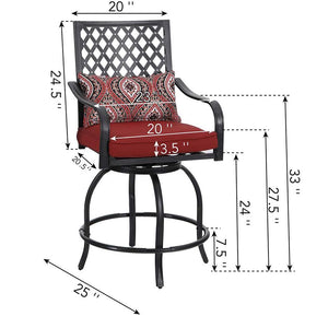 Outdoor Bohemian Swivel Bar Stools Set for Garden, Bar-PHI VILLA