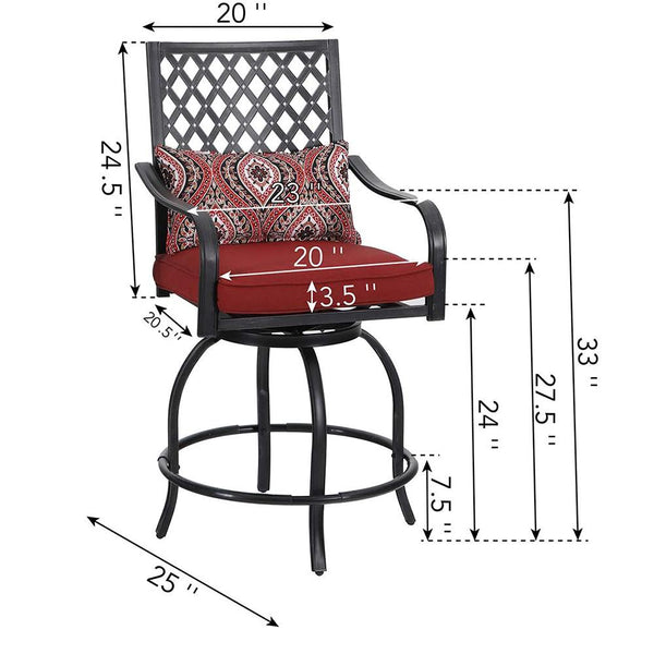 Outdoor Bohemian Swivel Bar Stools Set for Garden, Bar-PHI VILLA