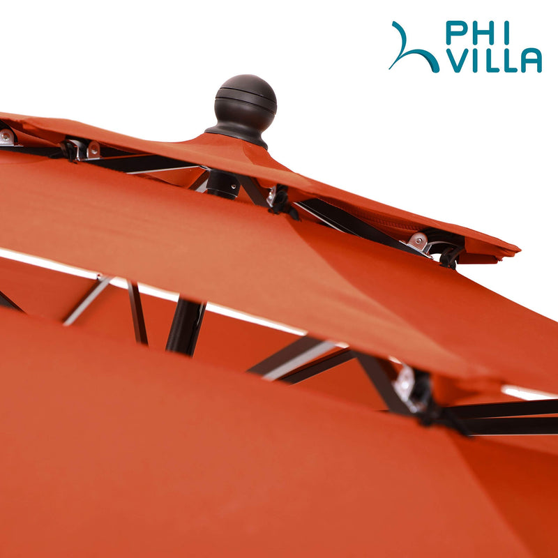 PHI VILLA 10ft 3 Tier Auto-tilt Patio Umbrella Outdoor Double Vented Umbrella