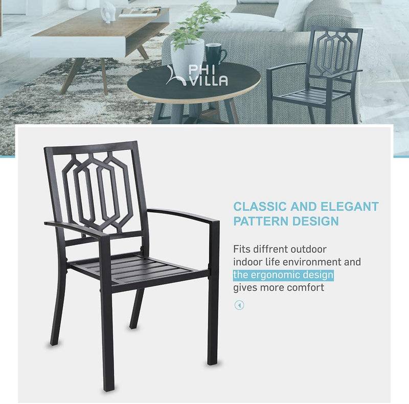 Patio Stackable Dining Chairs for Deck,Backyard PHI VILLA