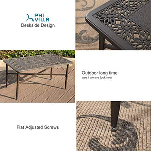 PHI VILLA Cast Aluminum Outdoor Patio Retro Tea Table