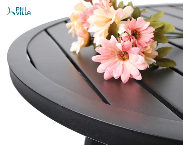 Phi Villa Outdoor Steel Round Small Coffee Table Bistro Table