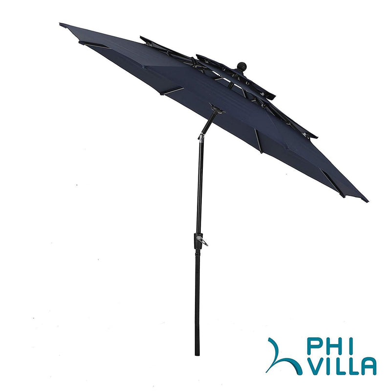 PHI VILLA 10ft 3 Tier Auto-tilt Patio Umbrella Outdoor Double Vented Umbrella