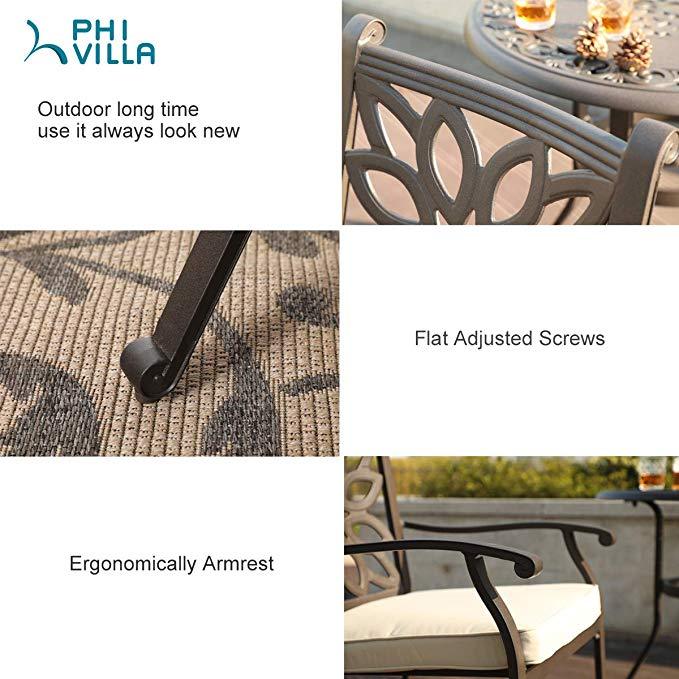 PHI VILLA Cast Aluminum Patio Dining Chairs