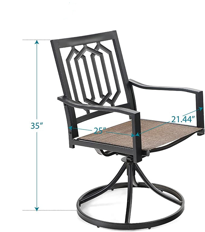 PHI VILLA Patio Outdoor Swivel Rocker Steel Dining Chair