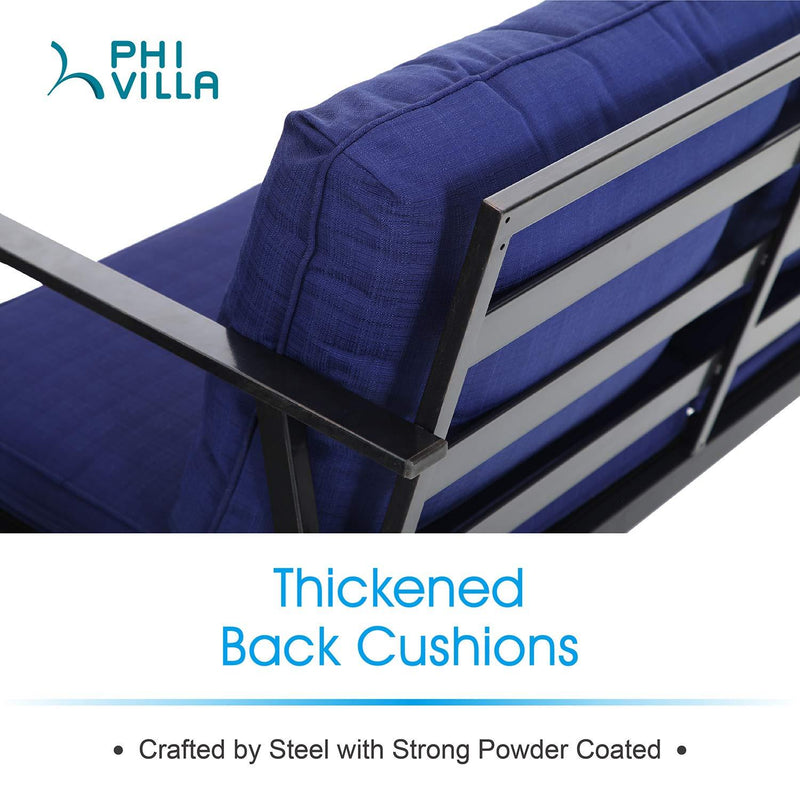 PHI VILLA 5 Seater L-Shaped Metal Sectional Conversation Set With Cushions