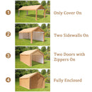 PHI VILLA 10x20 ft Heavy Duty Carport Canopy Instant Garage with Removable Sidewalls and Doors