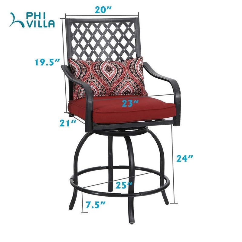 Outdoor Bohemian Swivel Bar Stools Set for Garden, Bar PHI VILLA