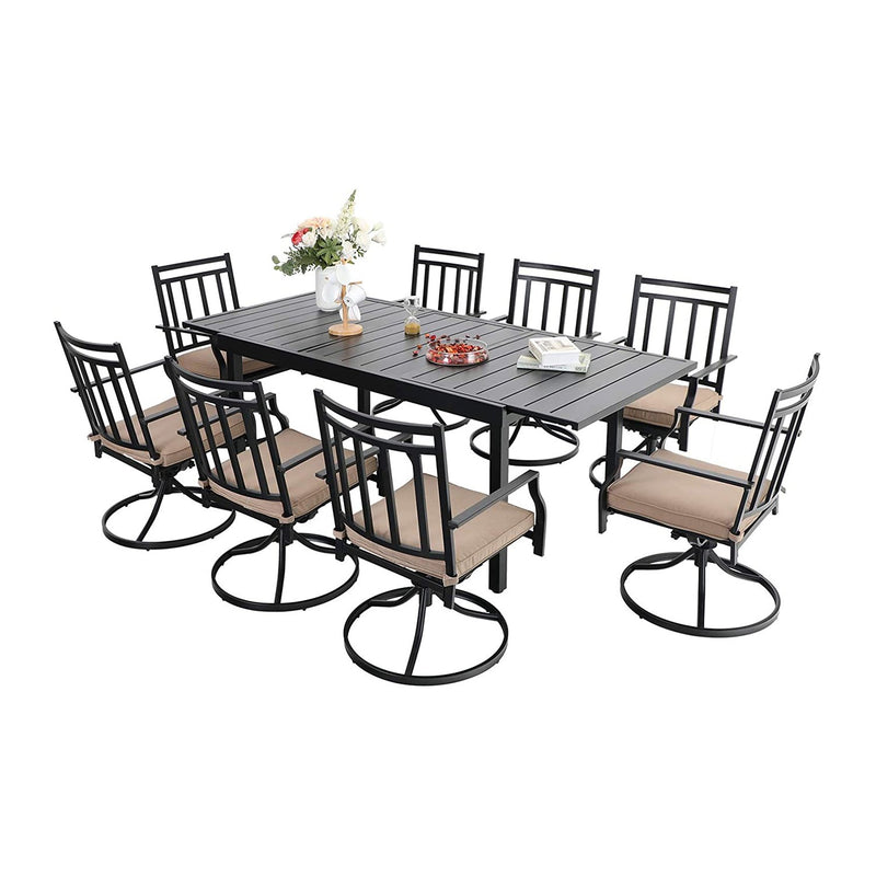 PHI VILLA 7-piece/ 9-piece Outdoor Patio Dining Sets Adjustable Patio Table and Cushioned Swivel Chairs