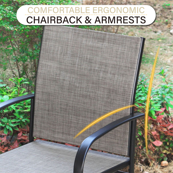 PHI VILLA Patio Textilene Fixed Dining Chairs