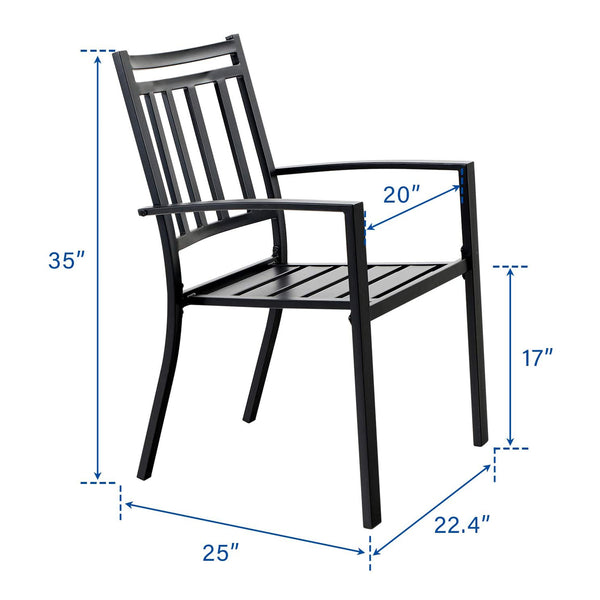 PHI VILLA 7-Piece Outdoor Patio Dining Set 6 Stackable Chairs and Rectangle Table