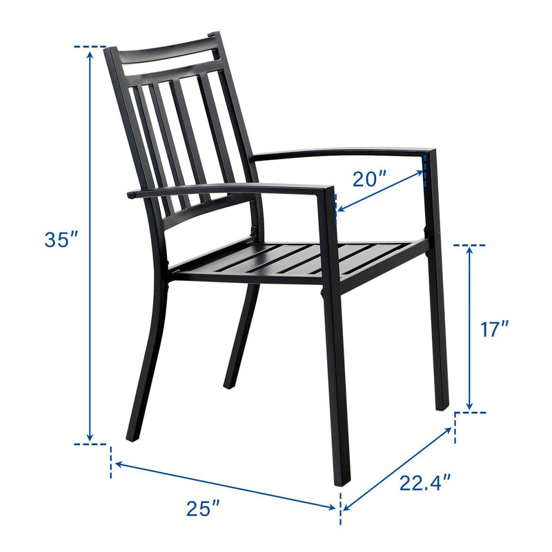 PHI VILLA 7-Piece Outdoor Patio Dining Set 6 Stackable Chairs and Rectangle Table