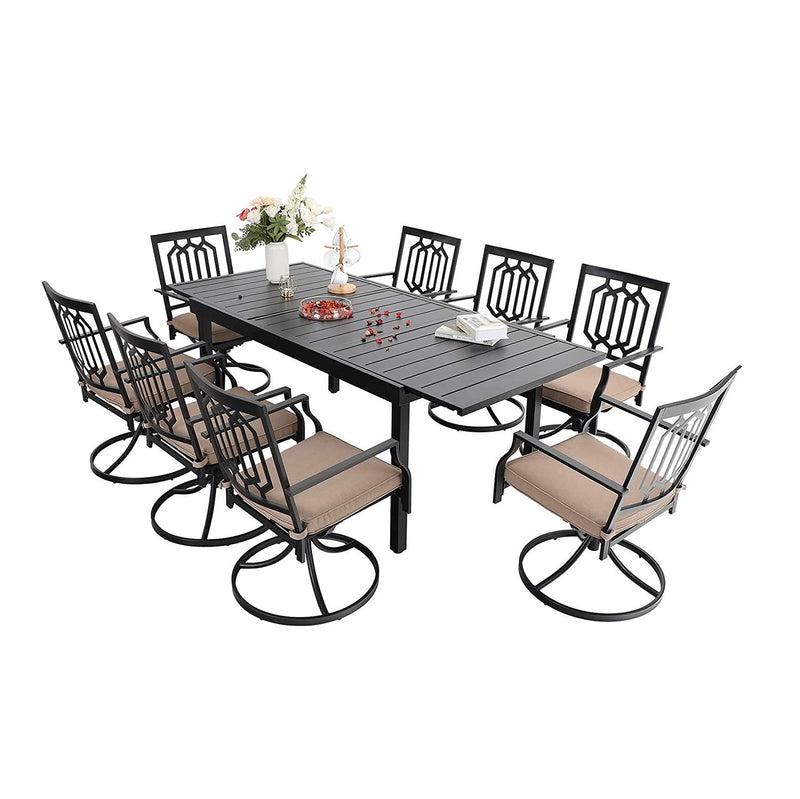 PHI VILLA 7-piece/ 9-piece Outdoor Patio Dining Sets Adjustable Patio Table and Cushioned Swivel Chairs