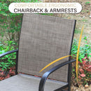 PHI VILLA 7 PCS Outdoor Dining Set 6 Textilene Fixed Chairs & Adjustable Table