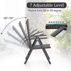 Phi Villa  Folding Sling Dining Chair Aluminum & Steel Frame, Set of 2