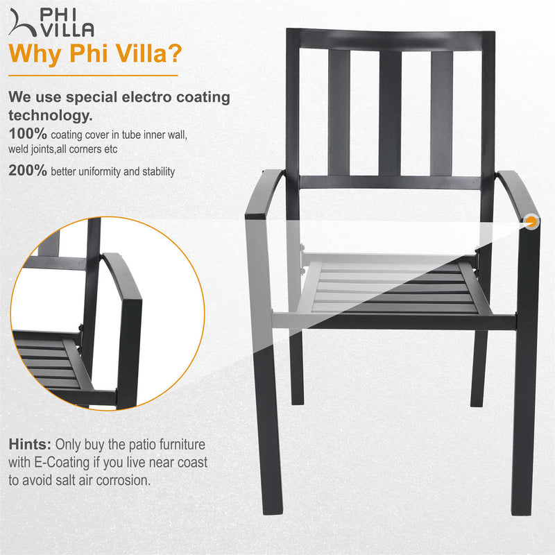 PHI VILLA 7-piece / 9-piece Outdoor Dining Sets Adjustable Steel Table and Stackable Chairs