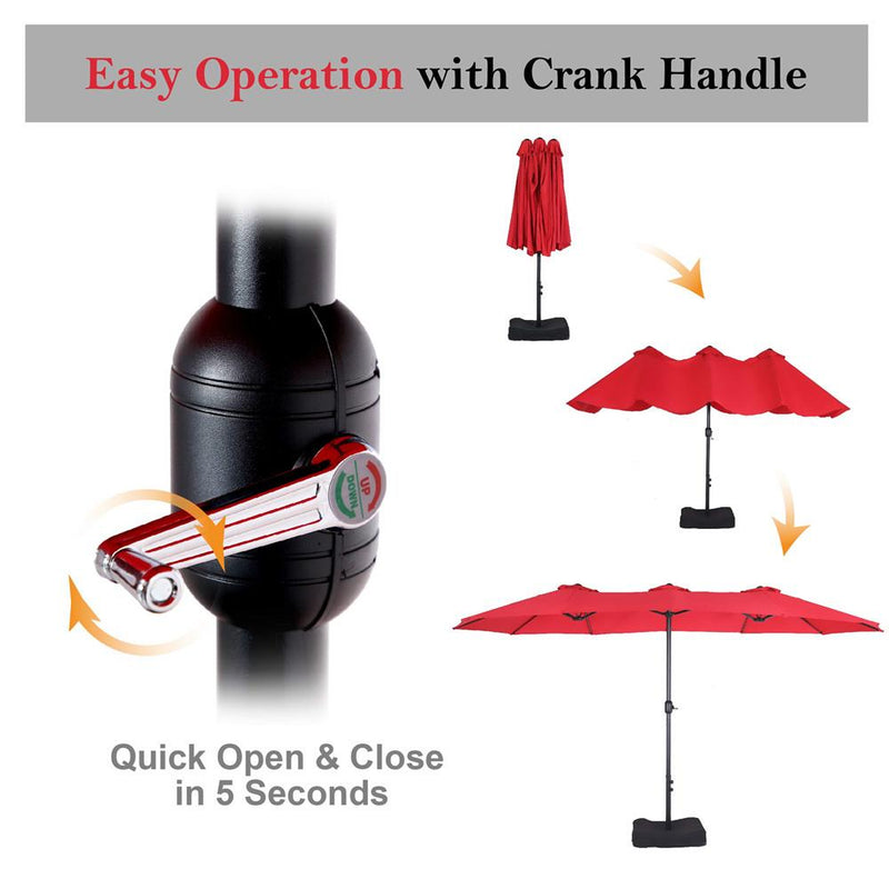 PHI VILLA 15ft 11-Color Double-Sided Patio Extra Large Twin Umbrella