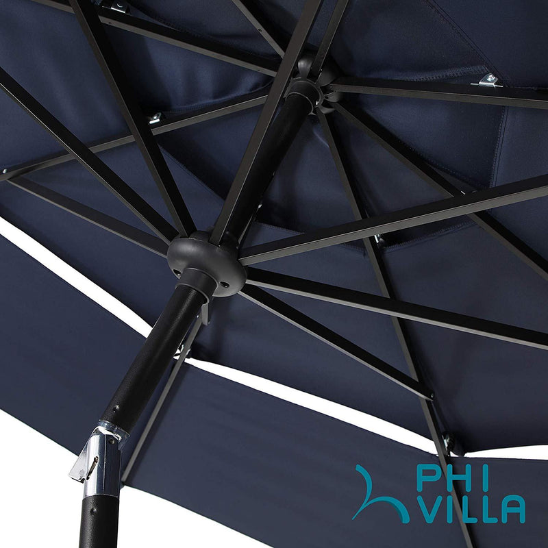 PHI VILLA 10ft 3 Tier Auto-tilt Patio Umbrella Outdoor Double Vented Umbrella