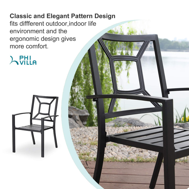 Patio Stackable Dining Chairs for Deck,Backyard PHI VILLA