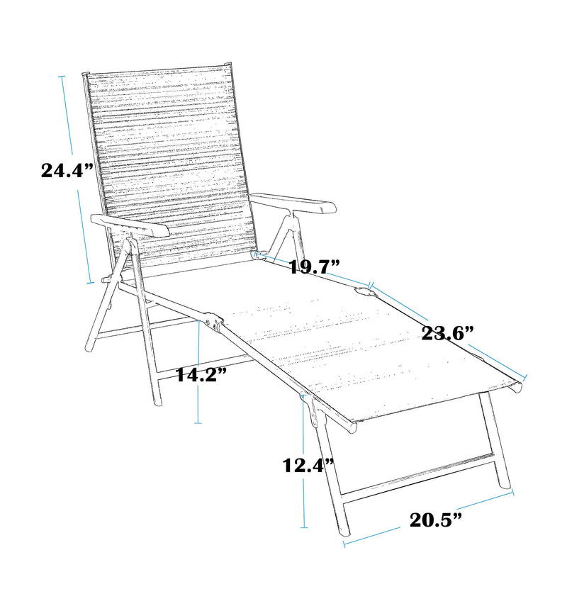 PHI VILLA 2-Piece Patio Adjustable Metal Folding Lounge Chair