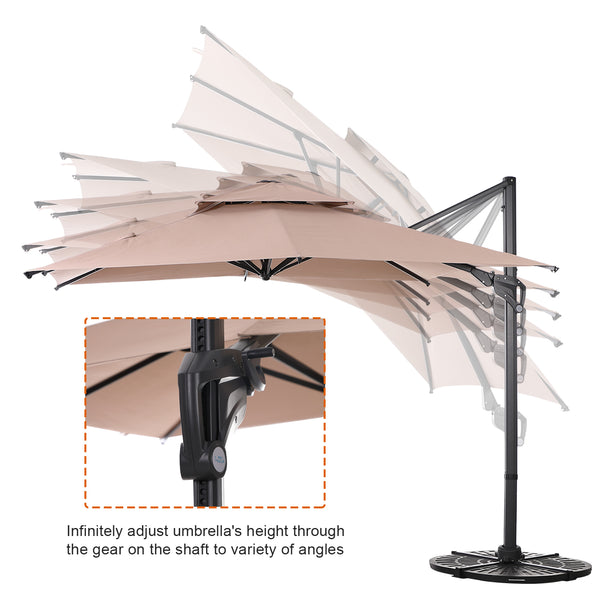 10ft Patio Square Offset Umbrella with Hanging Decorative Holes and Air Vent