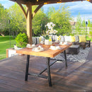 PHI VILLA 7-Piece Outdoor Dining Set with 6 Rattan Chairs & Acacia Wooden Table