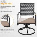 Phi Villa Outdoor Metal Dining Chairs fits Garden Backyard Chairs Furniture - Set of 2