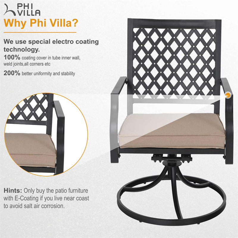 Phi Villa Outdoor Metal Dining Chairs fits Garden Backyard Chairs Furniture - Set of 2
