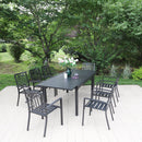 PHI VILLA 7-piece / 9-piece Outdoor Dining Sets Adjustable Steel Table and Stackable Chairs