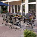 PHI VILLA 7 piece/ 9 piece Patio Dining Set With Folding Aluminum & Textilene Chairs and Extendable Steel Table