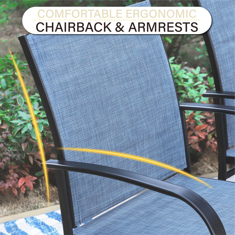 Phi Villa 5-Pcs Patio Dining Set 4 Textilene Fixed Chairs & Table