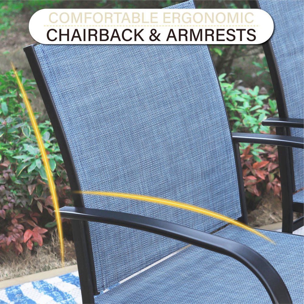 PHI VILLA 5 PCS Patio Dining Set 4 Textilene Fixed Chairs & Square Table